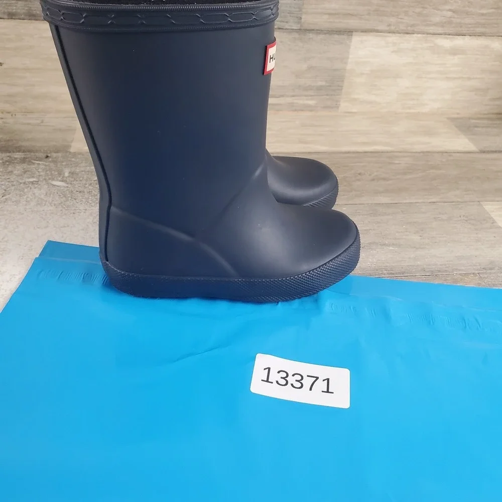 Hunter Little Kid First Classic Rain Boot Sz 7 Navy Waterproof Round Toe Pull-On
